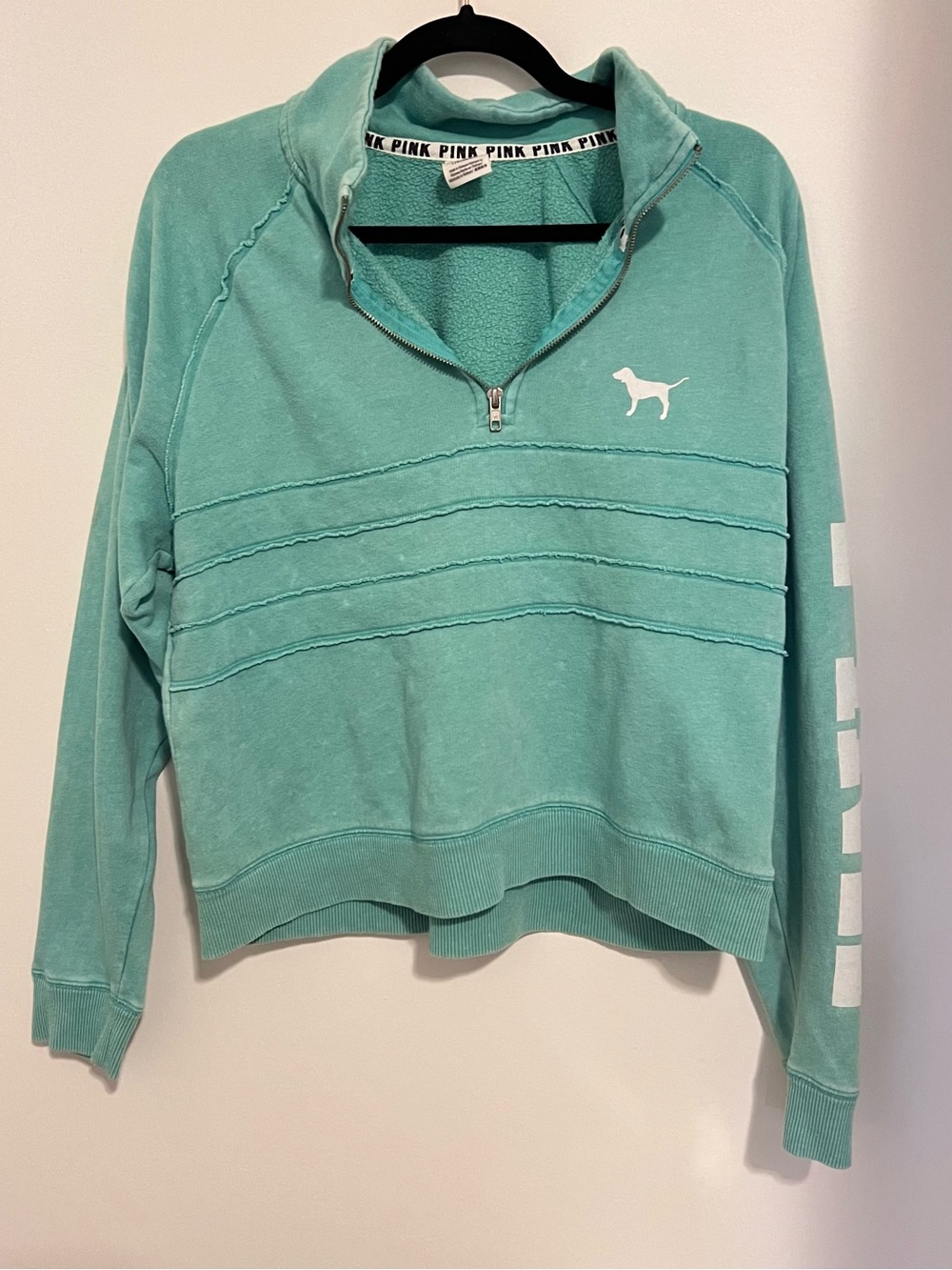 PINK Victoria's Secret Mint Green Half-Zip Pullover